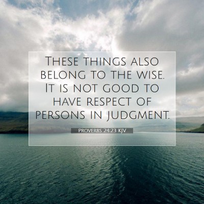 Picture 07 - Proverbs 24:23 KJV - These things also belong to the wise. It is not - Bible Verse Picture