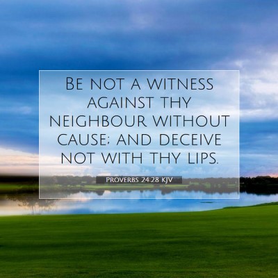 Picture 07 - Proverbs 24:28 KJV - Be not a witness against thy neighbour without - Bible Verse Picture