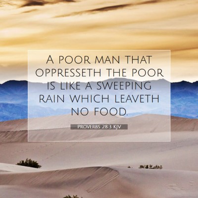 Picture 07 - Proverbs 28:3 KJV - A poor man that oppresseth the poor is like a - Bible Verse Picture