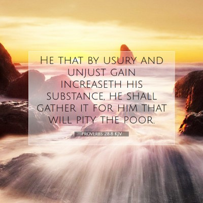 Picture 07 - Proverbs 28:8 KJV - He that by usury and unjust gain increaseth his - Bible Verse Picture