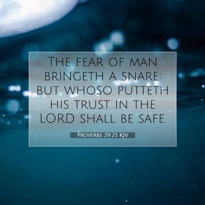Picture 07 - Proverbs 29:25 KJV - The fear of man bringeth a snare: but whoso - Bible Verse Picture