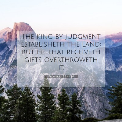 Picture 07 - Proverbs 29:4 KJV - The king by judgment establisheth the land: but - Bible Verse Picture