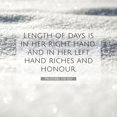 Picture 07 - Proverbs 3:16 KJV - Length of days is in her right hand; and in her - Bible Verse Picture
