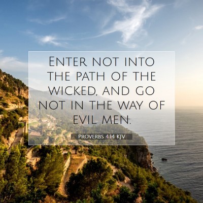 Picture 07 - Proverbs 4:14 KJV - Enter not into the path of the wicked, and go not - Bible Verse Picture