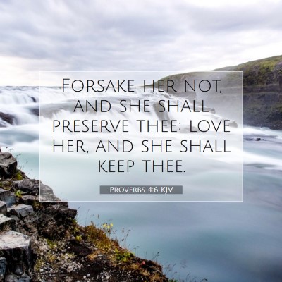 Picture 07 - Proverbs 4:6 KJV - Forsake her not, and she shall preserve thee: - Bible Verse Picture