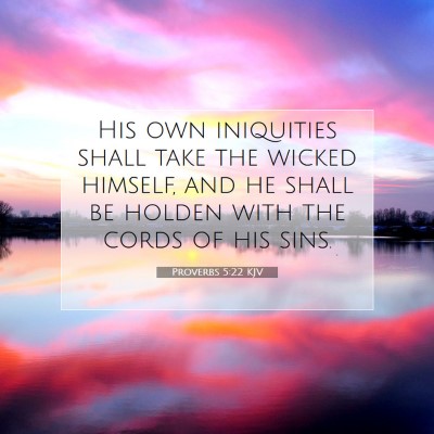 Picture 07 - Proverbs 5:22 KJV - His own iniquities shall take the wicked himself, - Bible Verse Picture