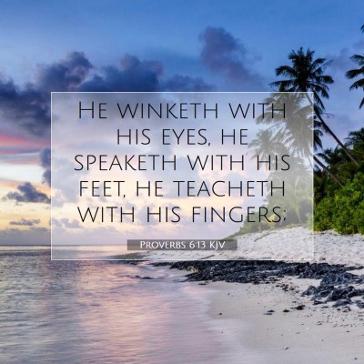 Picture 07 - Proverbs 6:13 KJV - He winketh with his eyes, he speaketh with his - Bible Verse Picture