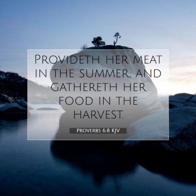 Picture 07 - Proverbs 6:8 KJV - Provideth her meat in the summer, and gathereth - Bible Verse Picture