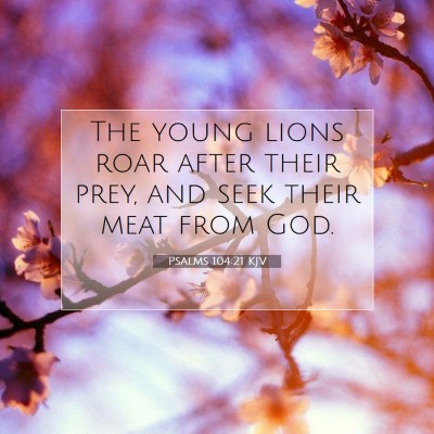 Picture 07 - Psalms 104:21 KJV - The young lions roar after their prey, and seek - Bible Verse Picture