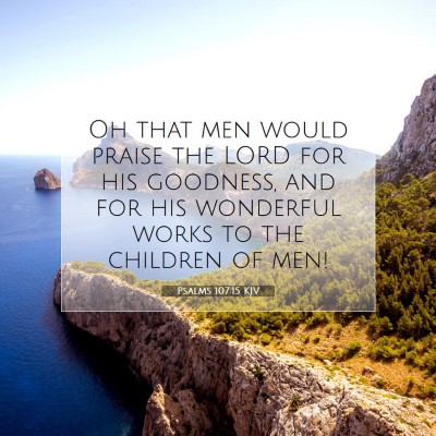 Picture 07 - Psalms 107:15 KJV - Oh that men would praise the LORD for his - Bible Verse Picture
