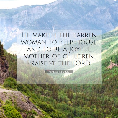 Picture 07 - Psalms 113:9 KJV - He maketh the barren woman to keep house, and to - Bible Verse Picture