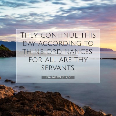 Picture 07 - Psalms 119:91 KJV - They continue this day according to thine - Bible Verse Picture