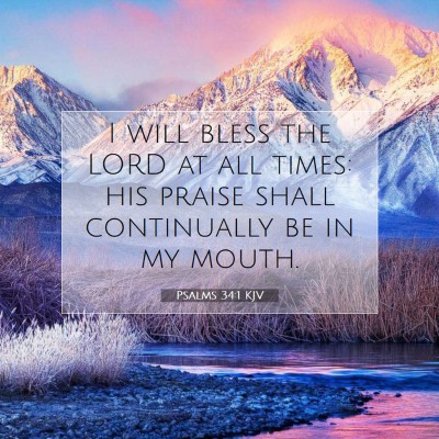 Picture 07 - Psalms 34:1 KJV - I will bless the LORD at all times: his praise - Bible Verse Picture