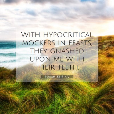 Picture 07 - Psalms 35:16 KJV - With hypocritical mockers in feasts, they gnashed - Bible Verse Picture