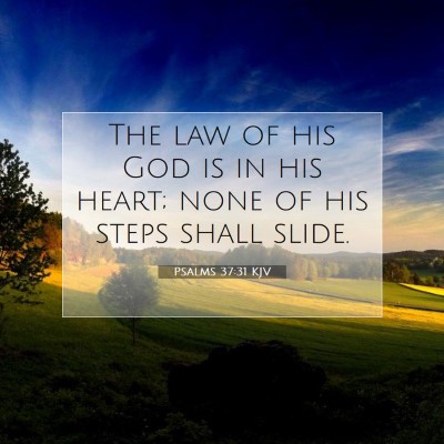 Picture 07 - Psalms 37:31 KJV - The law of his God is in his heart; none of his - Bible Verse Picture