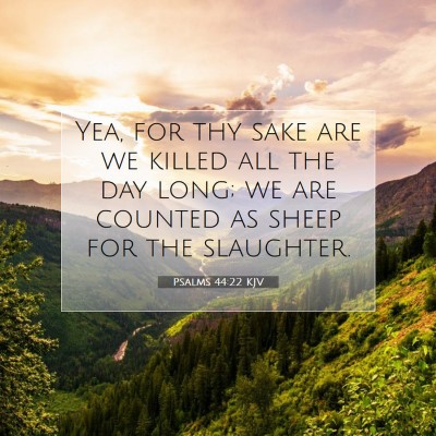 Picture 07 - Psalms 44:22 KJV - Yea, for thy sake are we killed all the day long; - Bible Verse Picture