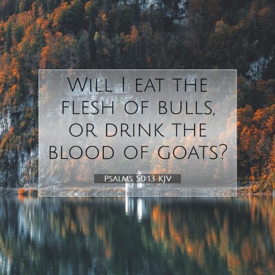 Picture 07 - Psalms 50:13 KJV - Will I eat the flesh of bulls, or drink the blood - Bible Verse Picture