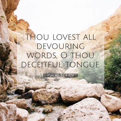 Picture 07 - Psalms 52:4 KJV - Thou lovest all devouring words, O thou deceitful - Bible Verse Picture