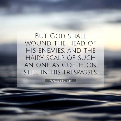 Picture 07 - Psalms 68:21 KJV - But God shall wound the head of his enemies, and - Bible Verse Picture