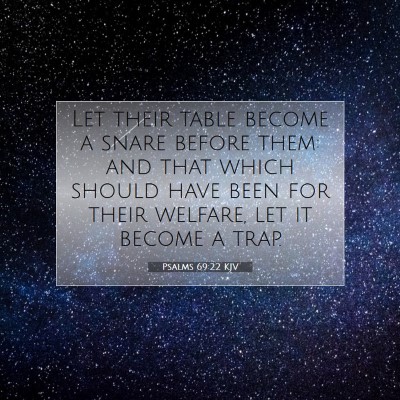 Picture 07 - Psalms 69:22 KJV - Let their table become a snare before them: and - Bible Verse Picture