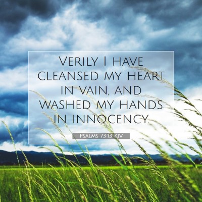 Picture 07 - Psalms 73:13 KJV - Verily I have cleansed my heart in vain, and - Bible Verse Picture