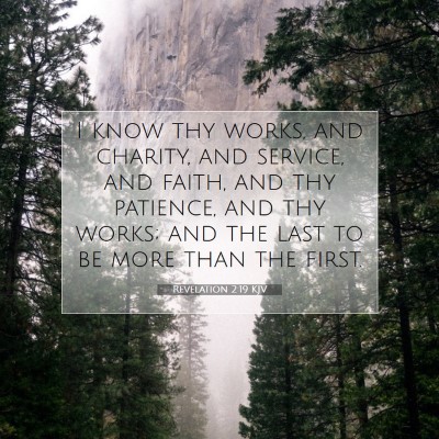 Picture 07 - Revelation 2:19 KJV - I know thy works, and charity, and service, and - Bible Verse Picture