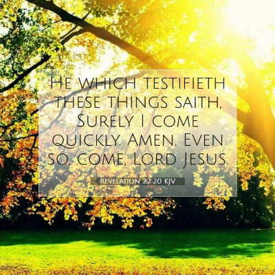 Picture 07 - Revelation 22:20 KJV - He which testifieth these things saith, Surely I - Bible Verse Picture
