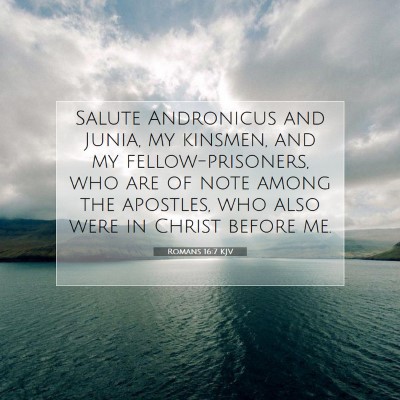 Picture 07 - Romans 16:7 KJV - Salute Andronicus and Junia, my kinsmen, and my - Bible Verse Picture