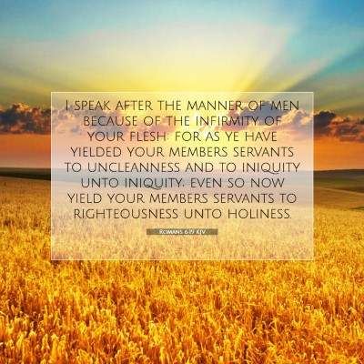 Picture 07 - Romans 6:19 KJV - I speak after the manner of men because of the - Bible Verse Picture