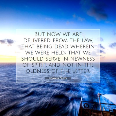 Picture 07 - Romans 7:6 KJV - But now we are delivered from the law, that being - Bible Verse Picture