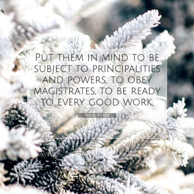 Picture 07 - Titus 3:1 KJV - Put them in mind to be subject to principalities - Bible Verse Picture