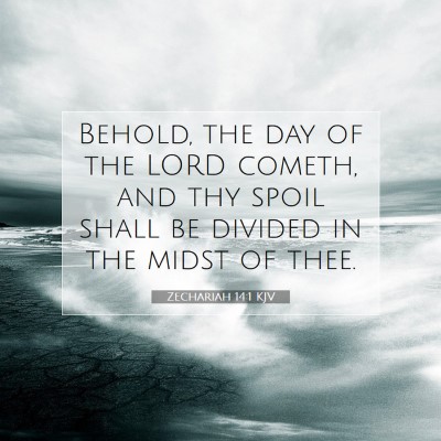 Picture 07 - Zechariah 14:1 KJV - Behold, the day of the LORD cometh, and thy spoil - Bible Verse Picture