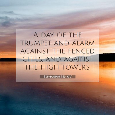 Picture 07 - Zephaniah 1:16 KJV - A day of the trumpet and alarm against the fenced - Bible Verse Picture