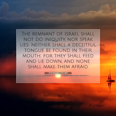 Picture 07 - Zephaniah 3:13 KJV - The remnant of Israel shall not do iniquity, nor - Bible Verse Picture