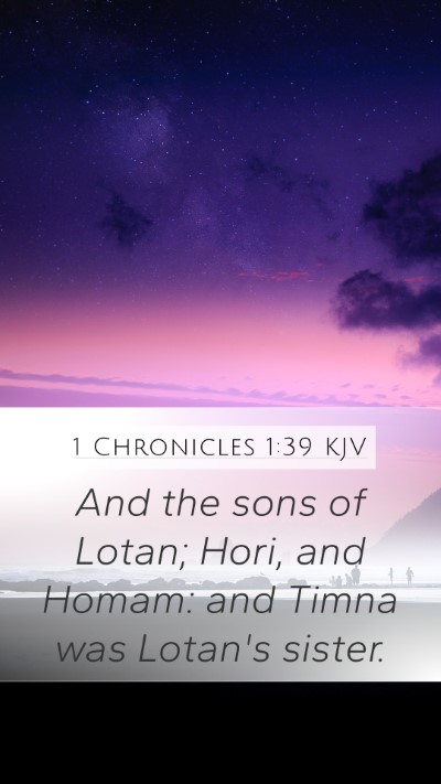 1 Chronicles 1:39 KJV Mobile Phone Wallpaper - And the sons of Lotan; Hori, and Homam: and Timna - Mobile Bible Verse Wallpaper