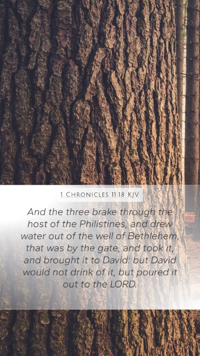 1 Chronicles 11:18 KJV Mobile Phone Wallpaper - And the three brake through the host of the - Mobile Bible Verse Wallpaper