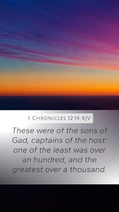 1 Chronicles 12:14 KJV Mobile Phone Wallpaper - These were of the sons of Gad, captains of the - Mobile Bible Verse Wallpaper