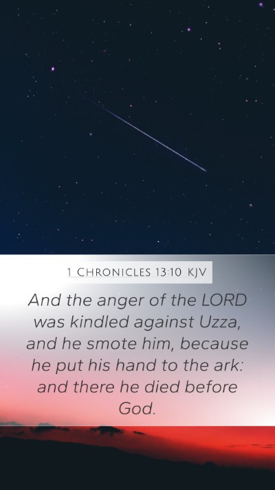 1 Chronicles 13:10 KJV Bible Verse Image