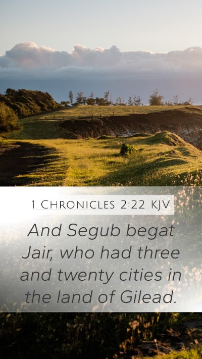 1 Chronicles 2:22 KJV Mobile Phone Wallpaper - And Segub begat Jair, who had three and twenty - Mobile Bible Verse Wallpaper