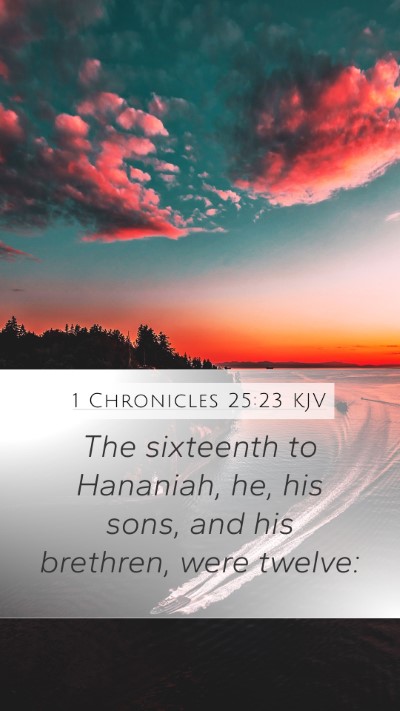 1 Chronicles 25:23 KJV Mobile Phone Wallpaper - The sixteenth to Hananiah, he, his sons, and his - Mobile Bible Verse Wallpaper