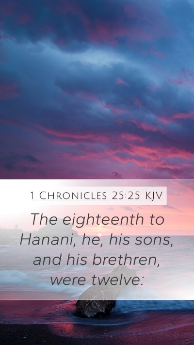 1 Chronicles 25:25 KJV Mobile Phone Wallpaper - The eighteenth to Hanani, he, his sons, and his - Mobile Bible Verse Wallpaper