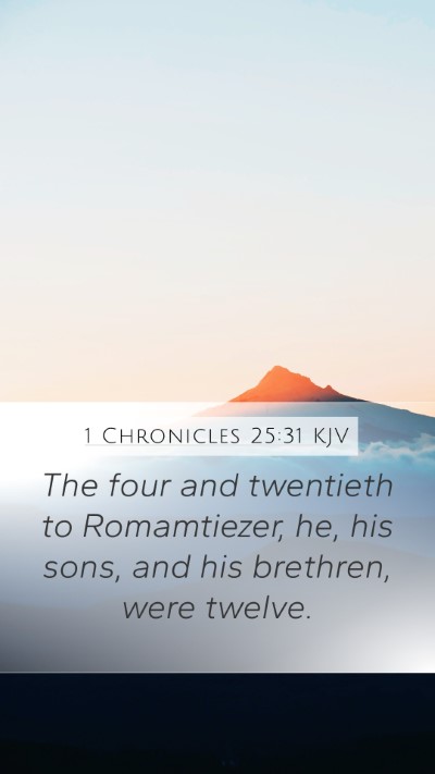 1 Chronicles 25:31 KJV Mobile Phone Wallpaper - The four and twentieth to Romamtiezer, he, his - Mobile Bible Verse Wallpaper