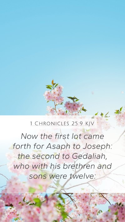 1 Chronicles 25:9 KJV Mobile Phone Wallpaper - Now the first lot came forth for Asaph to Joseph: - Mobile Bible Verse Wallpaper