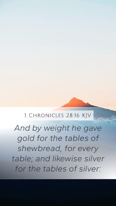 1 Chronicles 28:16 KJV Mobile Phone Wallpaper - And by weight he gave gold for the tables of - Mobile Bible Verse Wallpaper