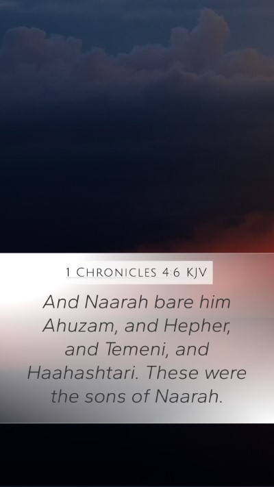 1 Chronicles 4:6 KJV Mobile Phone Wallpaper - And Naarah bare him Ahuzam, and Hepher, and - Mobile Bible Verse Wallpaper