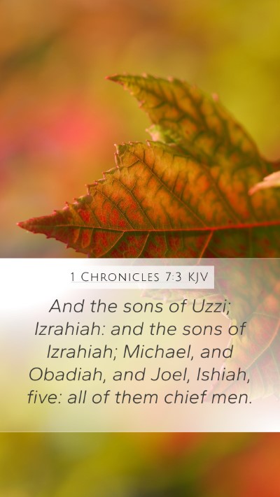 1 Chronicles 7:3 KJV Mobile Phone Wallpaper - And the sons of Uzzi; Izrahiah: and the sons of - Mobile Bible Verse Wallpaper