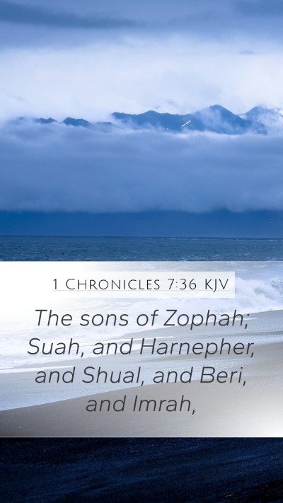 1 Chronicles 7:36 KJV Mobile Phone Wallpaper - The sons of Zophah; Suah, and Harnepher, and - Mobile Bible Verse Wallpaper
