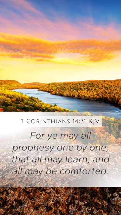 1 Corinthians 14:31 KJV Mobile Phone Wallpaper - For ye may all prophesy one by one, that all may - Mobile Bible Verse Wallpaper