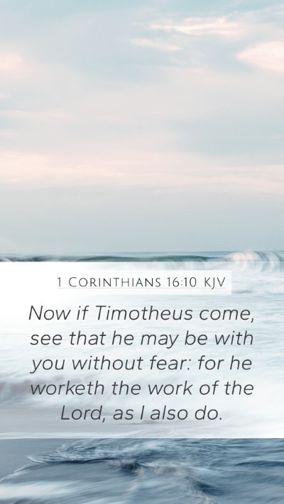 1 Corinthians 16:10 KJV Bible Verse Image