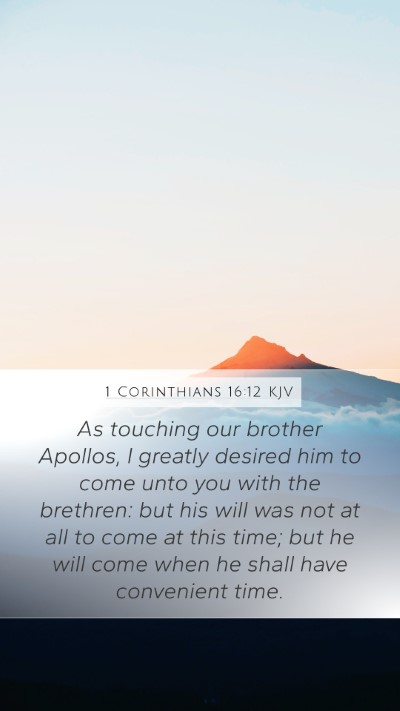 1 Corinthians 16:12 KJV Bible Verse Image